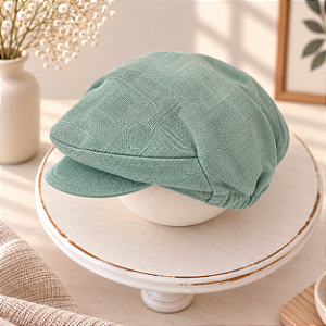 Boina Dupla Face Newborn Verde Menta e Off