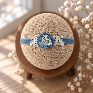 Headband Flor Azul Jeans