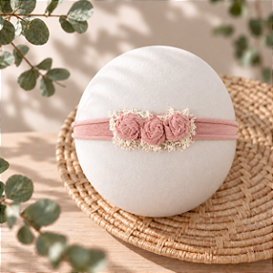 Headband Florzinha Rosa Envelhecida