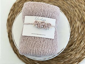 Conjunto Wrap Mohair com Headband Rosa Nude