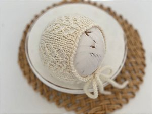 Touca Merino Trabalhada Creme