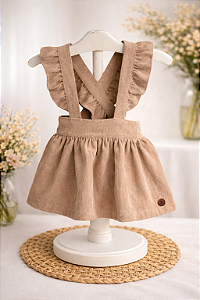 Salopete Veludo Cotelê Amêndoas