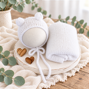 Conjunto Wrap Mohair Ursinho Branco