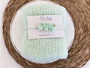 Conjunto Wrap Mohair com Headband Verde Clarinho