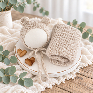 Conjunto Wrap Mohair Ursinho Bege Clarinho