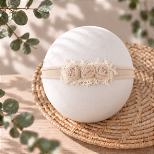 Headband Florzinhas Bege