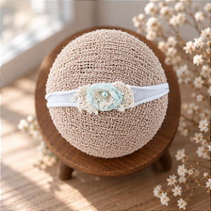 Headband Flor Azul Bebê