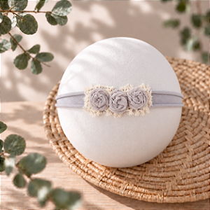 Headband Florzinhas Cinza