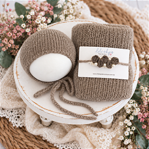 Kit Wrap Mohair Bege Escuro