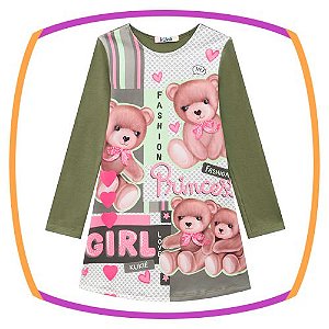 Vestido infantil estampa ursos & Girl