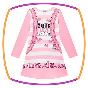 Vestido infantil em molevisco e flyrtech CUTE LOVE