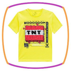 Camiseta infantil manga curta em meia malha na cor amarela TNT