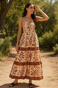 Vestido longo Floral Tomara que Caia.