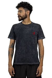 Camiseta Regular Preta Estonada