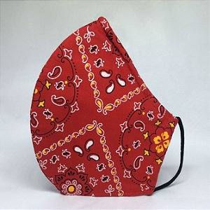 Máscara de Tecido Bico de Pato Bandana Vermelha -Tripla Camada