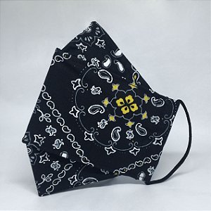 Máscara 3D Bandana Preta - Tripla Camada