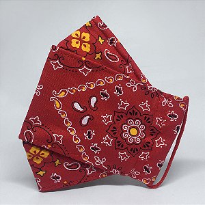 Máscara 3D Bandana Vermelha- Tripla Camada