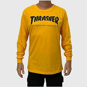 Camiseta Thrasher Manga Longa Skate Mag Amarelo