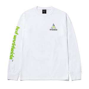 Camiseta HUF Silk Manga Longa Prism Logo Sportif Branco