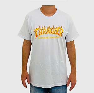 Camiseta Thrasher Fire Logo Branco