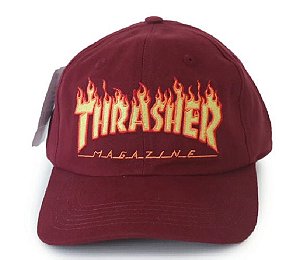 Boné Thrasher Dad Hat Flame Logo Bordo