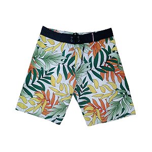 Bermuda Radical Wave Surf Folhas Amarelo/Verde/ Laranja