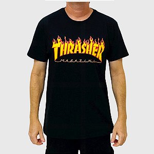 Camiseta Thrasher Flame Logo Preto