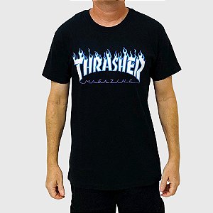 Camiseta Thrasher Flame Logo Sky Preto