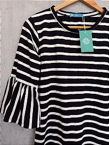 Blusa Feminina Listrada Fundo Preto