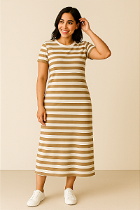 Vestido Listrado Midi