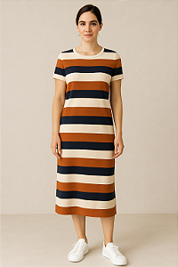 Vestido Listras Largas Midi