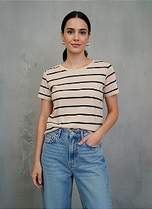 Blusa Feminina Maria Listra Verde e Cinza Viscolycra