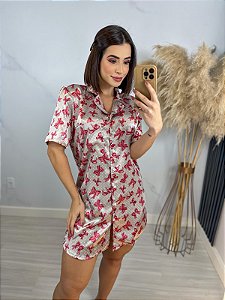 Pijama Chemise Cetim Laços