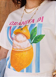 Blusa Feminina Algodão Off White Com Estampa em Silk