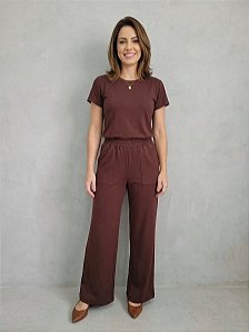 Conjunto De Calça Moletinho De Viscose Liso