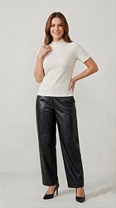 Blusa Feminina Gola Alta Malha Canelada Viscolycra