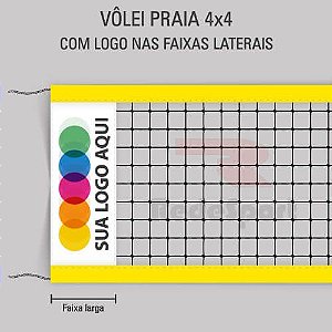 Rede VÔLEI Praia 4x4 Personalizada com Logo nas LATERAIS - 1,00 x 8,50 metros