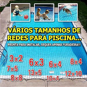 Rede de Proteção para Piscina - Vários Tamanhos