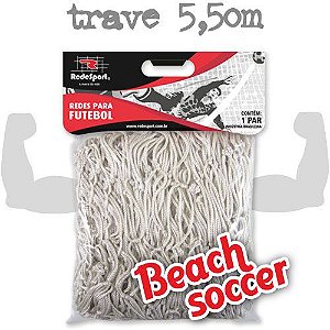 Rede para Gol Trave Beach Soccer / Futebol de Areia 5,50m Poliester - Tipo Véu (par)