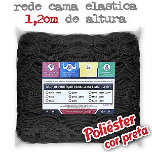 Rede de Proteção PRETA Lateral para Cama Elástica 1,20m de altura - (Poliéster)