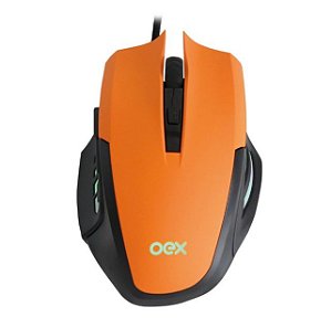 MOUSE USB GAMER 3200 DPi LARANJA COM MOUSE PAD CLASH OEX MC103