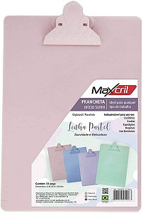 PRANCHETA OFICIO PLASTICO ROSA PASTEL WALEU