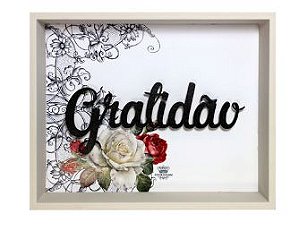 QUADRO COM APLIQUE GRATIDAO FLORAL 15X19X4,5 ZENIR DISARZ