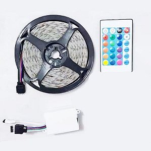 FITA LED COLORIDO 5M COM CONTROLE RGB SEM FONTE LEHMOX LEY-3528