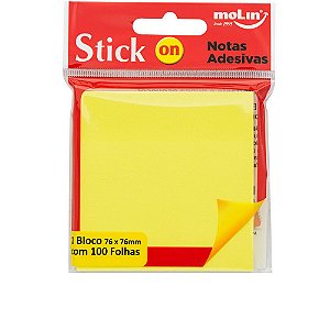 BLOCO ADESIVO AMARELO LIMAO 76X76 100F MOLIN