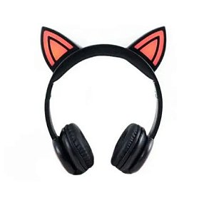 Fone Orelhas De Gatinho Led - Headphone Bluetooth Bass Exbom Rosa