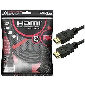 Cabo HDMI PIX 2.0 4K HDR 19 Pinos 10M 018-2230