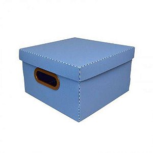 Caixa Organizadora Pequena Linho Quadrada - Azul Pastel - 2204.b - Dello