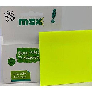 Bloco Adesivo Transparente Amarelo Neon Maxprint