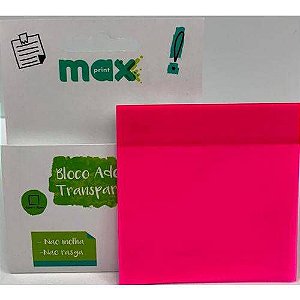 Bloco Adesivo Transparente Rosa Neon Maxprint